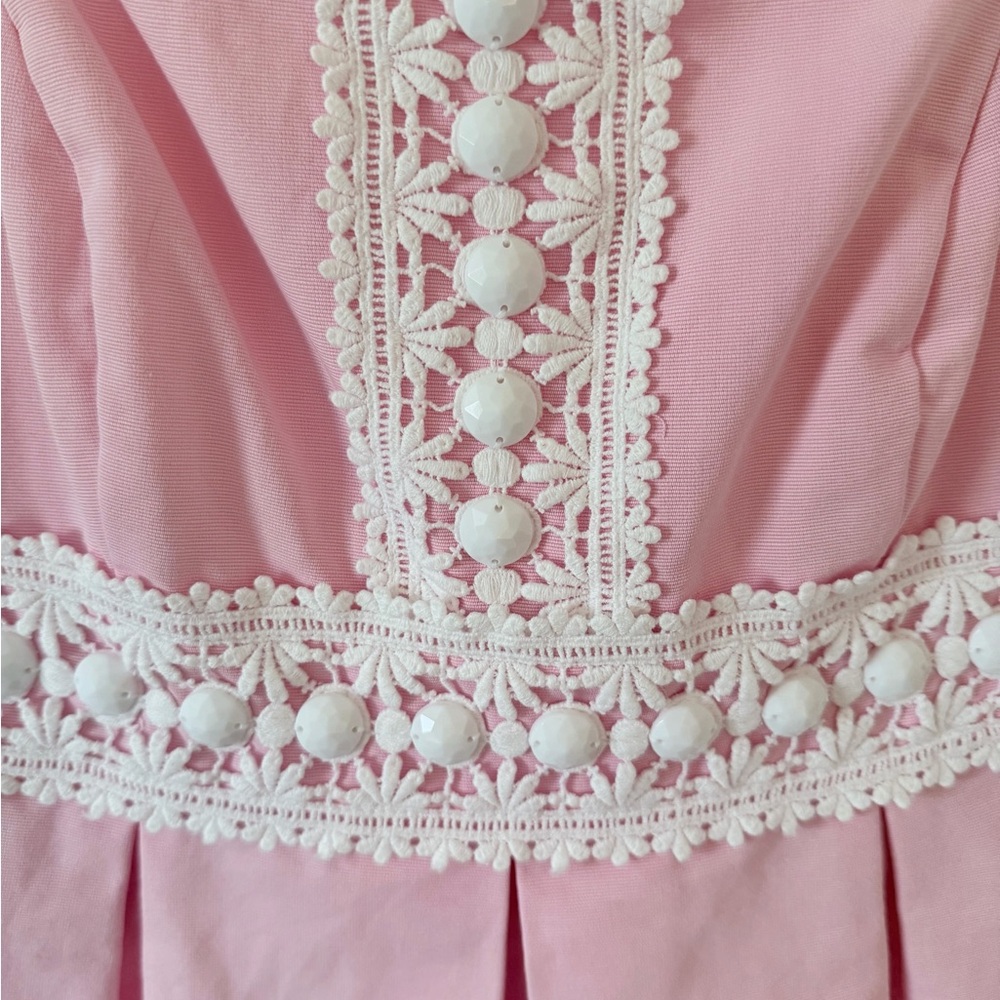 Lilly Pulitzer Pink Lace-Trim Mini Dress - Picture 2 of 6